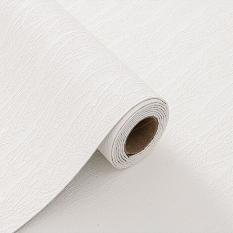 Papier peint 3D effet ondulation blanc adhésif épais – Dimensions 60 cm x 2,8 m – Imperméable et lavable – Style jardin doux – Ideko (1/4)