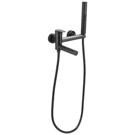 Robinet de baignoire style moderne en Laiton mitigeur avec douchette cartouche céramique Mural Noir (1/5)