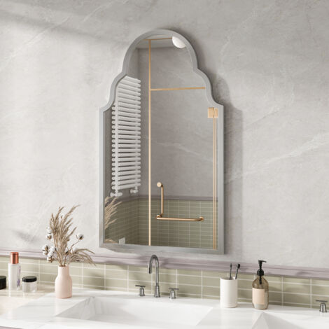 Miroir mural pour salle de bains 101x61cm Miroir de coiffeuse décoration pour salon chambre à coucher et entrée Argent (1/5)
