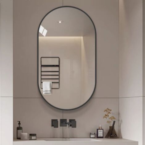 Miroir de salle de bain elliptique 50×80 cm à fixation flexible (1/5)