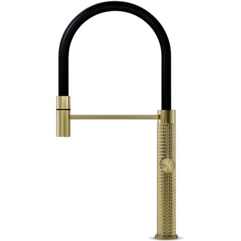 Robinet de cuisine 360° Semi Pro Mitigeur monocommande avec douchette Extensible pour évier OR (1/5)