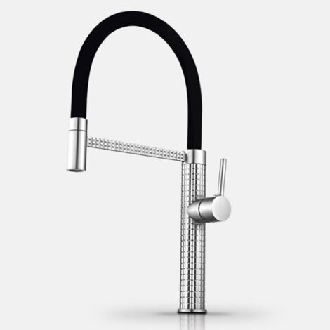 Robinet de cuisine 360° Semi Pro Mitigeur monocommande avec douchette Extensible pour évier Chrome (1/5)