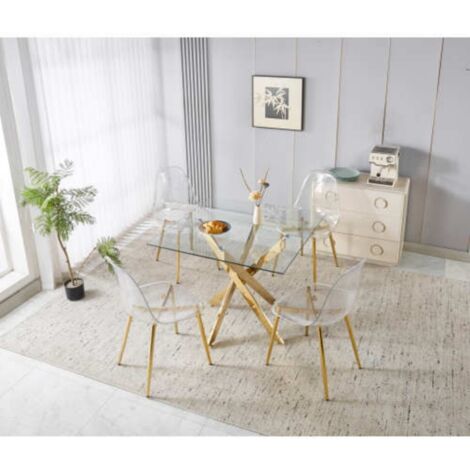 1+4 pour ensemble repas 5 pièces 1 table + 4 chaises OR (1/5)