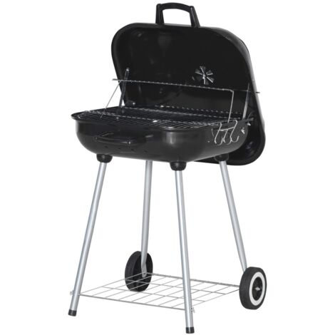 Outsunny Barbecue à charbon portable avec 2 roues et accessoires de cuisson (1/5)