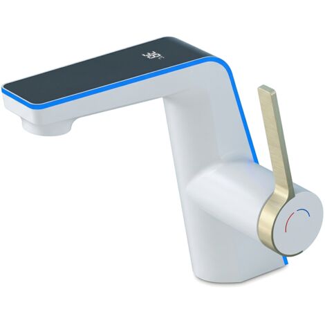Robinet de salle de bain LED digital pour lavabo monocommande style technologique Blanc (1/5)