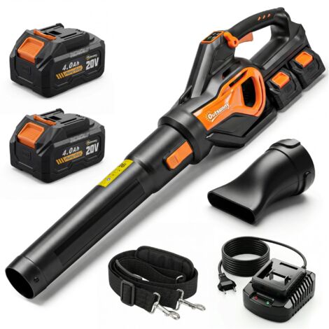 Souffleur de Feuilles sans Fil avec Moteur Brushless 900W Batterie 36v (2x4,0Ah) Puissant 15,2 m³/min Orange (1/5)