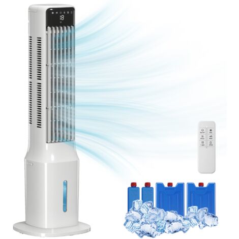 Rafraîchisseur d’air portable Refroidisseur par évaporation 3 en1 avec réservoir d’eau de 9 L 3 vitesses, 3 modes, blanc (1/5)