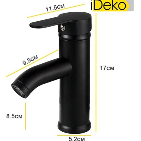 iDeko® Robinet de lavabo mélangeur robinet salle de bain standard famille Noir