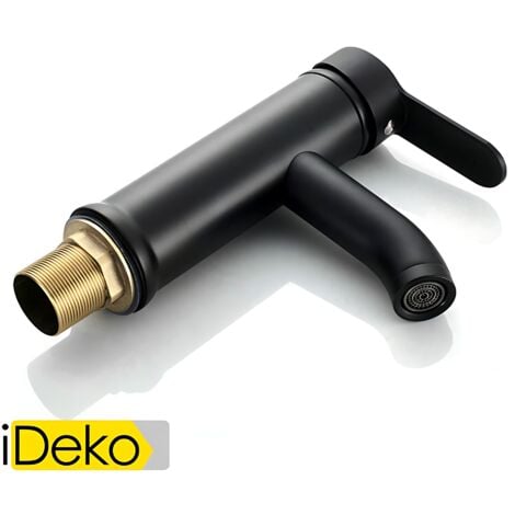 iDeko® Robinet de lavabo mélangeur robinet salle de bain standard famille Noir