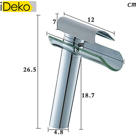 Robinet de salle de bain Mitigeur lavabo cascade haut de bec en verre