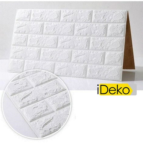 20X Papier Peint 3D Simulation Briques de pierre Bricolage PE mousse DIY Auto-Adhésif Blanc 0.70.77 (M)