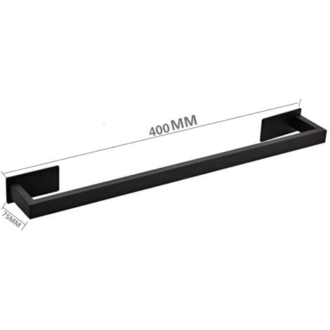 Porte Serviettes Auto Adhésif Acier inoxydable Noir 40cm pour salle de bain