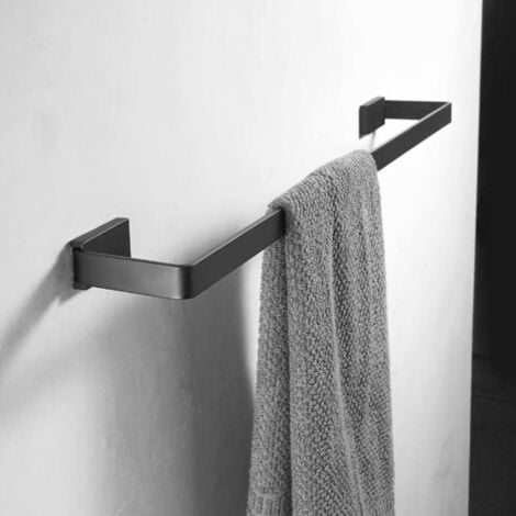 Porte Serviettes Auto Adhésif Acier inoxydable Noir 40cm pour salle de bain
