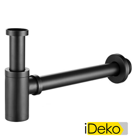 Siphon de Lavabo en Laiton Universel 45mm Tube de Siphon Noir Design standard Réglable Anti Odeur