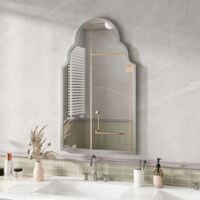 Miroir mural pour salle de bains 101x61cm Miroir de coiffeuse décoration pour salon chambre à coucher et entrée Argent