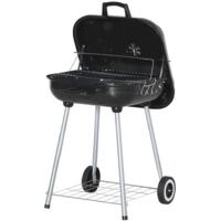 Outsunny Barbecue à charbon portable avec 2 roues et accessoires de cuisson