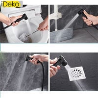 iDeko® Colonne de douche Robinet de salle de bain mural avec pommeau de douche bidet en laiton céramique Noir