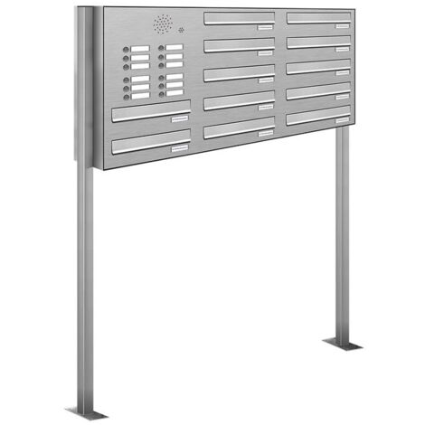 12er V2A Edelstahl Briefkastenanlage Standsystem Freistehend Durchwurf- Klingel (1/5)