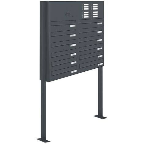 12er Briefkastenanlage Standsystem Durchwurf - Klingel RAL 7016 Anthrazit (1/5)