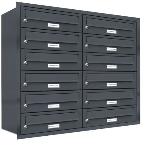 12er Briefkasten Anlage Unterputz Montage RAL 7016 Anthrazit (1/5)