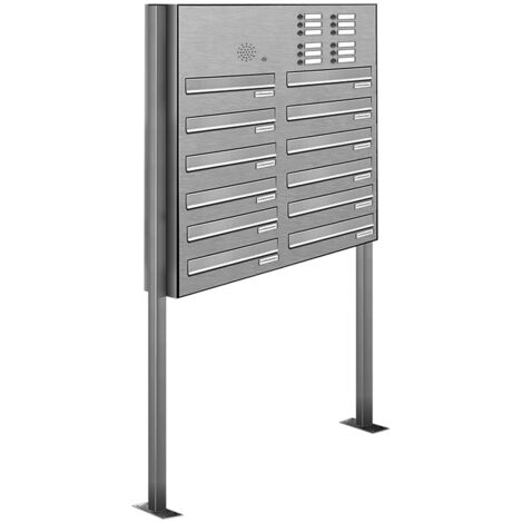 12er V2A Edelstahl Briefkastenanlage Standsystem Freistehend Durchwurf- Klingel (1/5)