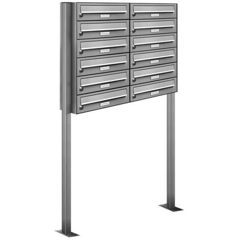 12er Edelstahl Stand Briefkasten Anlage Freistehend (1/5)