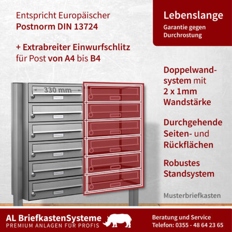 V2a Material 14er V2A Edelstahl Standbriefkasten Anlage Freistehend