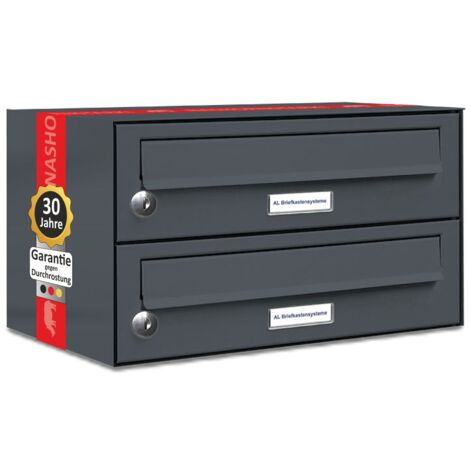2er Briefkasten Anthrazit Anlage 2 Fach Wandbriefkasten Postkasten