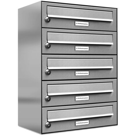 5er V2A Edelstahl Wandbriefkasten Anlage 5 Fach Briefkasten Postkasten