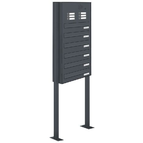 6er Briefkastenanlage Standsystem Durchwurf - Klingel RAL 7016 Anthrazit (1/5)