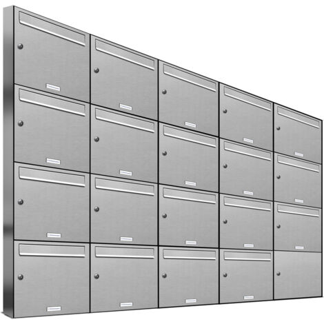 19er Edelstahl Briefkasten Anlage 19 Fach Wandbriefkasten Postkasten (1/5)