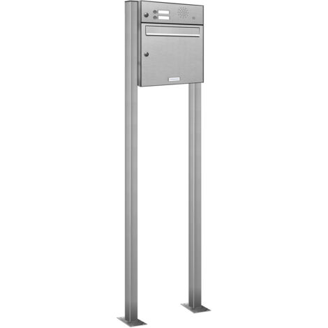 1er Standbriefkasten Anlage 2 Klingel Sprechgitter V2A Edelstahl Post stehend
