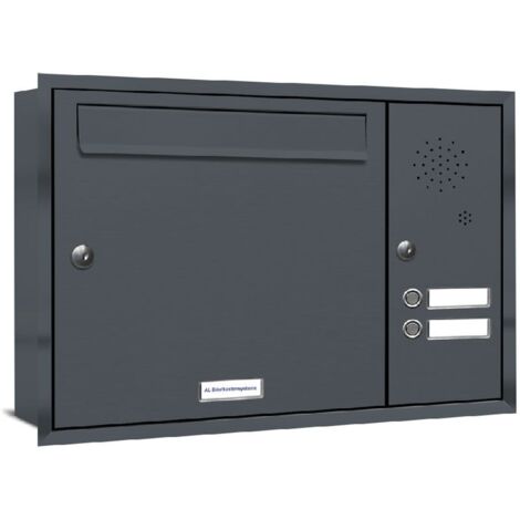 1er Briefkasten Unterputz RAL Farbe 7016 Anthrazit 2 Klingel Sprechgitter