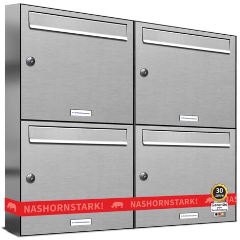4er Edelstahl Briefkasten Anlage 4 Fach Wandbriefkasten Postkasten