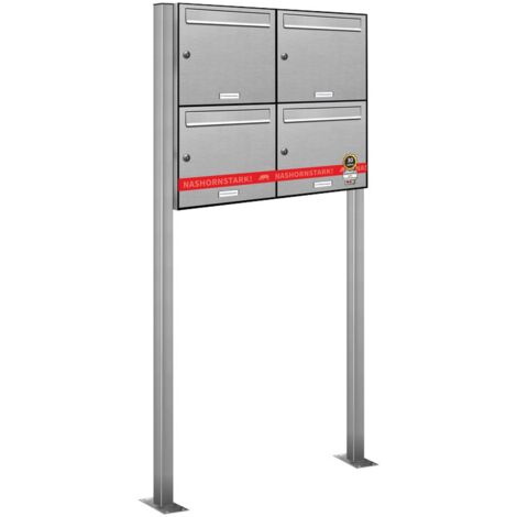 4er Edelstahl Standbriefkasten Anlage Freistehend (1/5)