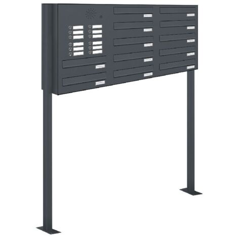 12er Briefkastenanlage Standsystem Durchwurf - Klingel RAL 7016 Anthrazit (1/5)