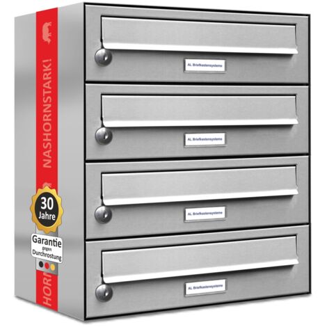 4er Edelstahl Briefkasten Anlage 4 Fach Wandbriefkasten Postkasten