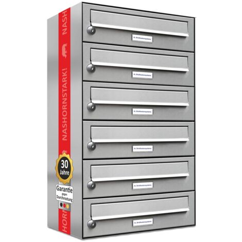6er Edelstahl Briefkasten Anlage 6 Fach Wandbriefkasten Postkasten