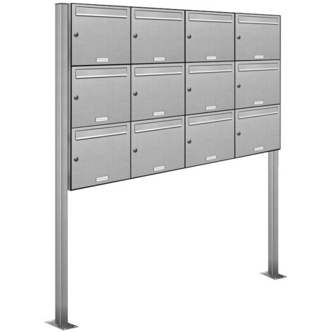 12er Edelstahl Standbriefkasten Anlage Freistehend (1/5)