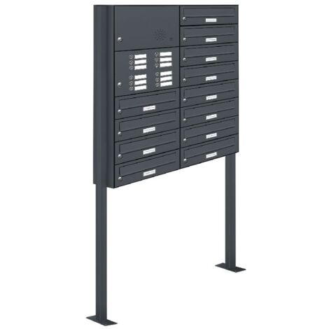 12er Briefkasten Standanlage Freistehend RAL 7016 Anthrazit Klingel (1/5)