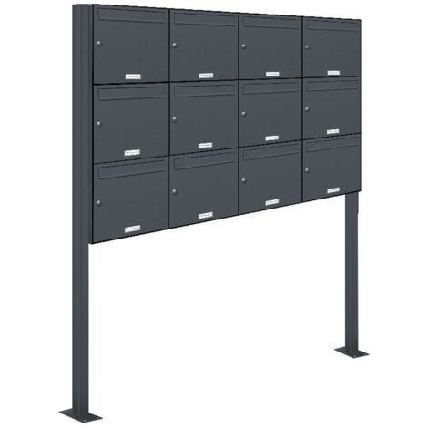 12er Standbriefkasten Anlage Freistehend RAL 7016 - Anthrazit (1/5)