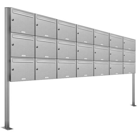 21er V2A Edelstahl Standbriefkasten Anlage Freistehend