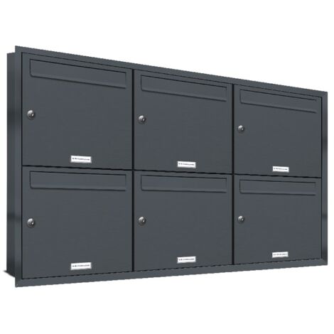 6er Briefkasten Anlage Unterputz Montage RAL 7016 Anthrazit (1/5)