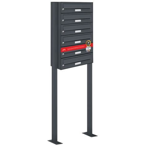 6er Standbriefkasten Anlage Freistehend RAL 7016 - Anthrazit (1/5)