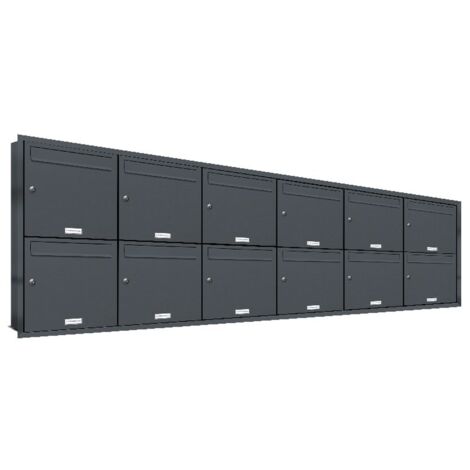 12er Briefkasten Anlage Unterputz Montage RAL 7016 Anthrazit (1/5)
