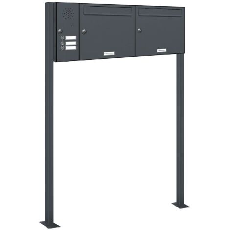 2er Standbriefkasten 3 Klingel und Sprechgitter RAL Farbe 7016 - Anthrazit (1/5)