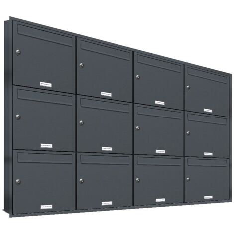 12er Briefkasten Anlage Unterputz Montage RAL 7016 Anthrazit (1/5)