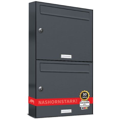 2er Briefkasten Anthrazit Anlage 2 Fach Wandbriefkasten Postkasten