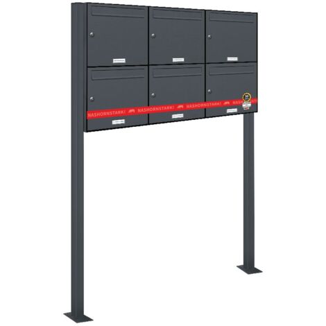 6er Standbriefkasten Anlage Freistehend RAL 7016 - Anthrazit (1/5)