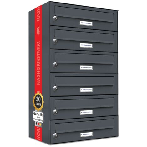6er Briefkasten Anthrazit Anlage 6 Fach Wandbriefkasten Postkasten